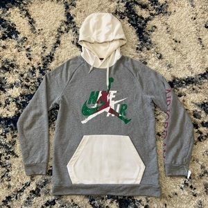 Men’s Large Jordan Fleece Hooded Pullover Sweatshirt Grey